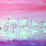 Flamingo Parade Art Print