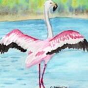 Flapping Flamingo Art Print