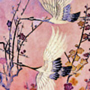 Flight Of The Cranes - Kimono Series Art Print