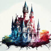 Floating Fantasy Castle Watercolor Art Print