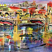 Florence Italy Ponte Vecchio Twilight Mood Art Print