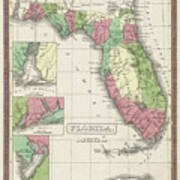Florida Vintage Map 1833 Art Print