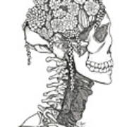 Flourishing Mind Botanical Skull Art Print
