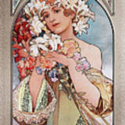 Flower By Alphonse Mucha Art Nouveau Vingtage Art Art Print