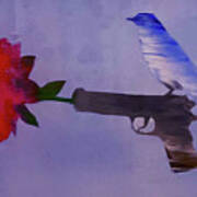 Flower In A Gun Art Print