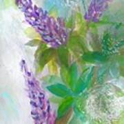 Flowering Weeds And Lupine Painting Art Print