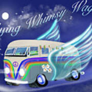 Flying Whimsy Wagon Art Print