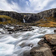 Folaldafoss Waterfall And Glacial River, Iceland Art Print