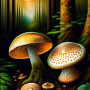 Forest Mushrooms Art Print