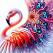 Fractal Fantasia - The Majestic Flamingo Art Print