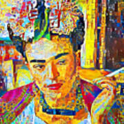 Frida Kahlo In Contemporary Vibrant Happy Color Motif 20200427 Art Print