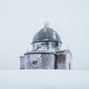 Frozen Historical Chapel - White Colour Art Print