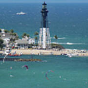 Full House At The Hillsboro Inlet And Lighthouse In Florida Art Print