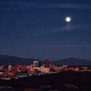 Full Moon Rises Over Downtown Tucson, Arizona Art Print