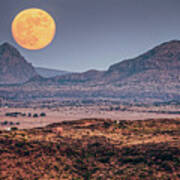 Full Moon Rising Over Mitre Peak From Davis Mountains State Park - Fort Davis West Texas Art Print