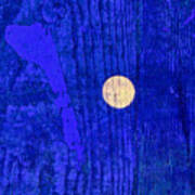 Daytime Full Moon Wood And Paint Art Print