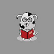 Geeky Bookworm Dog Cartoon In Spectacles Art Print