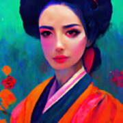Geisha, Portrait, 04 Art Print
