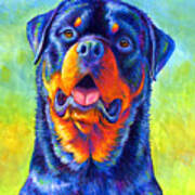 Gentle Guardian Colorful Rottweiler Dog Art Print