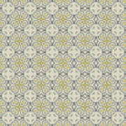 Geometric Designer Pattern 2733 - Orange Cream Grey Art Print