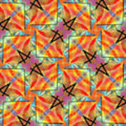 Geometric Designer Pattern 2749 - Orange Grey Art Print