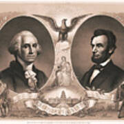 George Washington And Abraham Lincoln - The Champions Of Liberty - 1865 Art Print