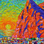 Gibraltar Glorious Sunrise Abstract Textural Impasto Palette Knife Oil Painting Ana Maria Edulescu Art Print