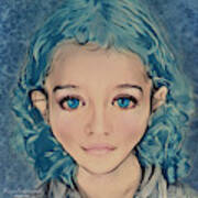 Girl With Blue Hair Art Print