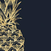 Gold Glitter Pineapple - Night Art Print