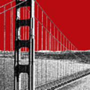 Golden Gate Bridge - Dk Red Art Print
