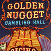 Golden Nugget Casino Fremont Street At Dusk 1970 Art Print