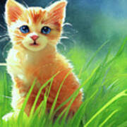 Good Times - Kitten In The Grass Art Print