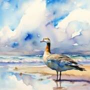 Goose At Beach Art Print