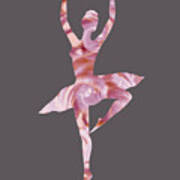 Gorgeous Move Of Pale Cool Pink Ballerina Silhouette Watercolor Art Print