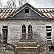 Gothic Building With Old Couch Art Print