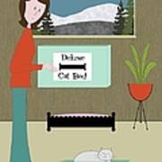 Gray Cat Prefers Box Lid Art Print