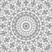 Gray On White Mandala Kaleidoscope Medallion Art Print