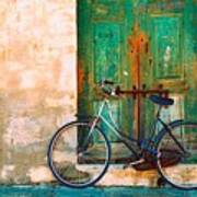 Green Door / Bicycle Art Print