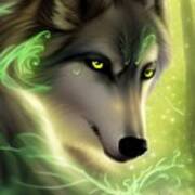 Green-eyed Wolf Art Print
