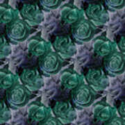 Green Roses Repeat Pattern Art Print