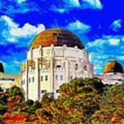 Griffith Observatory, Los Angeles - Impressionist Painting Art Print