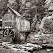 Grist Mill Of Glade Creek In Babcock State Park West Virginia - Sepia Art Print