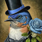 Handsome Bluebird Groom Art Print
