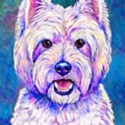 Happiness - Neon Colorful West Highland White Terrier Dog Art Print
