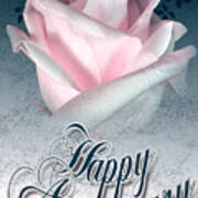 Happy Anniversary Pink Rose Card Art Print
