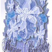 Happy Birthday A Blue Gray Monochrome Card Art Print