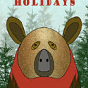 Happy Holidays Bear Art Print