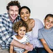 Happy Multi-ethnic Family At Home Art Print