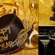 Happy New Year Hat And Champagne Art Print
