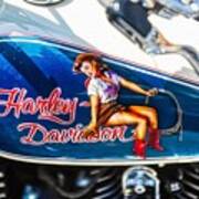Harley Davidson Cowgirl Pin-up Art Print